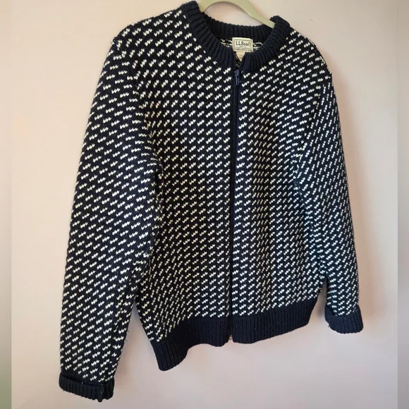 L.L. Bean Heritage Birdseye Wool Cardigan - Made in Norway - Picture 1 of 10